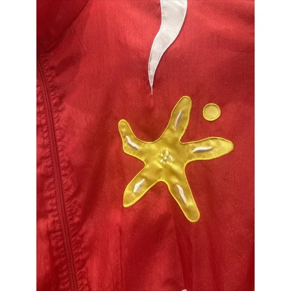 VTG 90's Casual Isle Red Stripe Beach Windbreaker Nautical Seashell Jacket XL - Picture 4 of 15